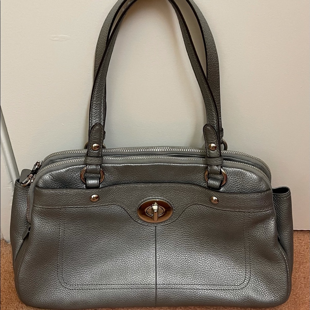 Coach metallic gray leather